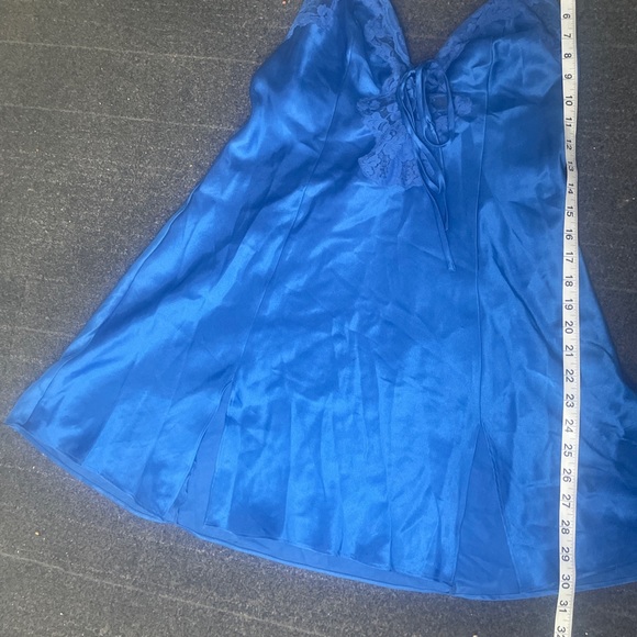 FREDERICK'S OF HOLLYWOOD BLUE DOUBLE SLIT OPEN FRONT BABYDOLL sz M/L - Picture 4 of 12